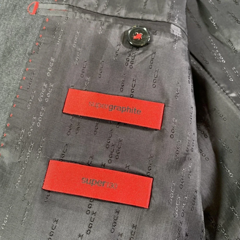 Hugo Boss Suit Jacket Mens 40R Gray Supergraphite Super 120s Wool Two‎ Button